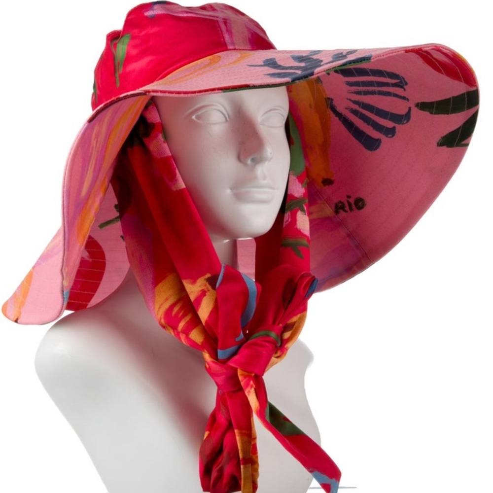 Farm Rio Floral Pink Wide Brim Sun Hat